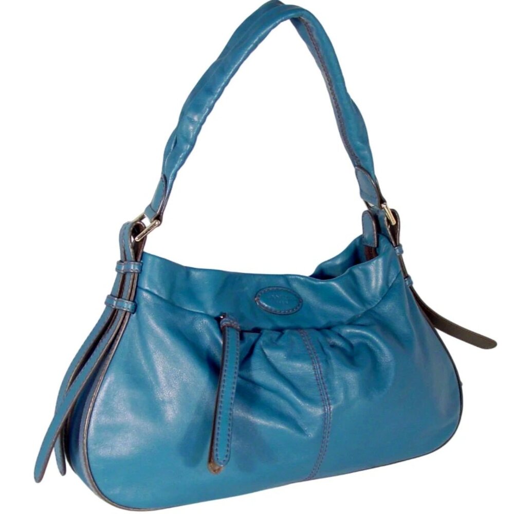LANCEL Paris Angelina $1200 Teal Leather Hobo Shoulder Bag - MINT